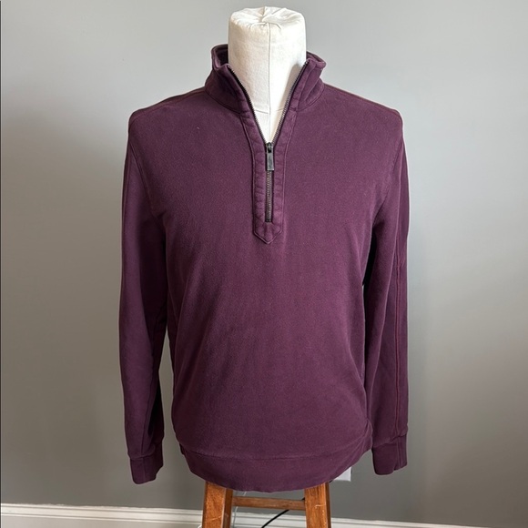 GoodMan Brand - Quarter Zip Split Tail Mock Sweatshirt - Size Medium - Purple - Picture 2 of 10